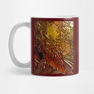 Geometric Pattern of Floral Ornament in Ocher and Golden Mug